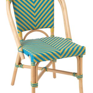 J-Line stoel Ego – riet – geel/azuurblauw – 2 stuks