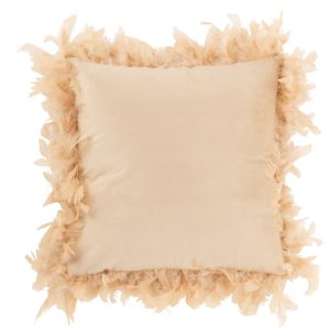 J-Line kussen Pluimen – polyester – roze/beige