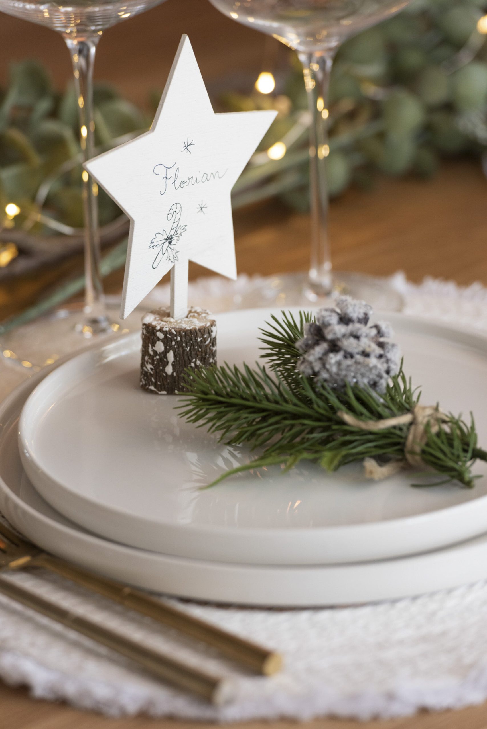 J-Line kerstfiguur Kerstmis Beeldjes Multiplex - hout - wit - 3 stuks