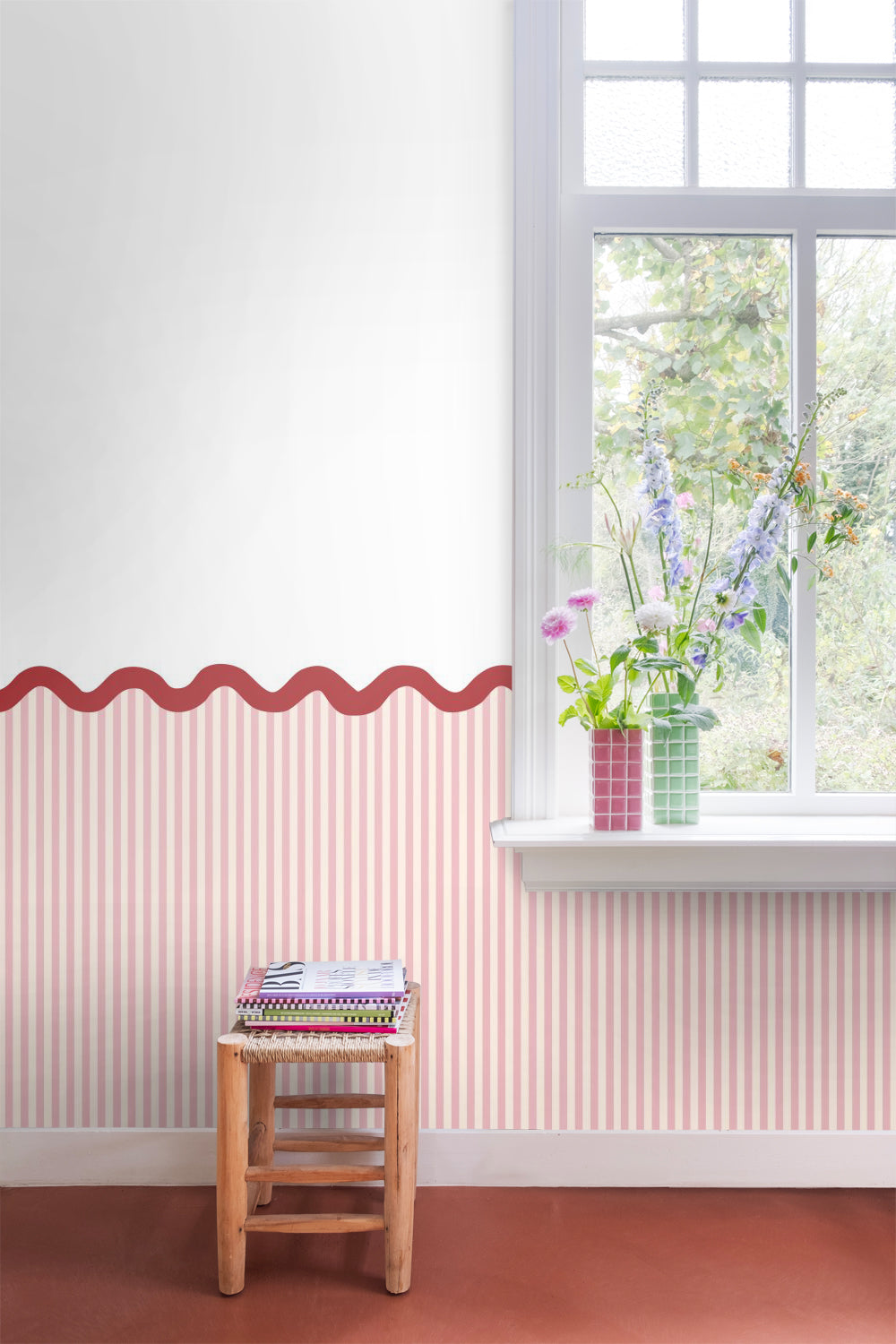 ESTAhome fotobehang lambrisering roze - 2.5 x 2.79 m - 159524