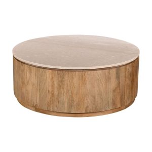 Giga Meubel Salontafel Elan Rond – Travertin – Naturel – 90x90x35cm Giga Meubel Salontafel Elan Rond – Travertin – Naturel – 90x90x35cm