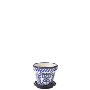 J-Line bloempot Granada Handmade + Painted – keramiek – blauw – extra