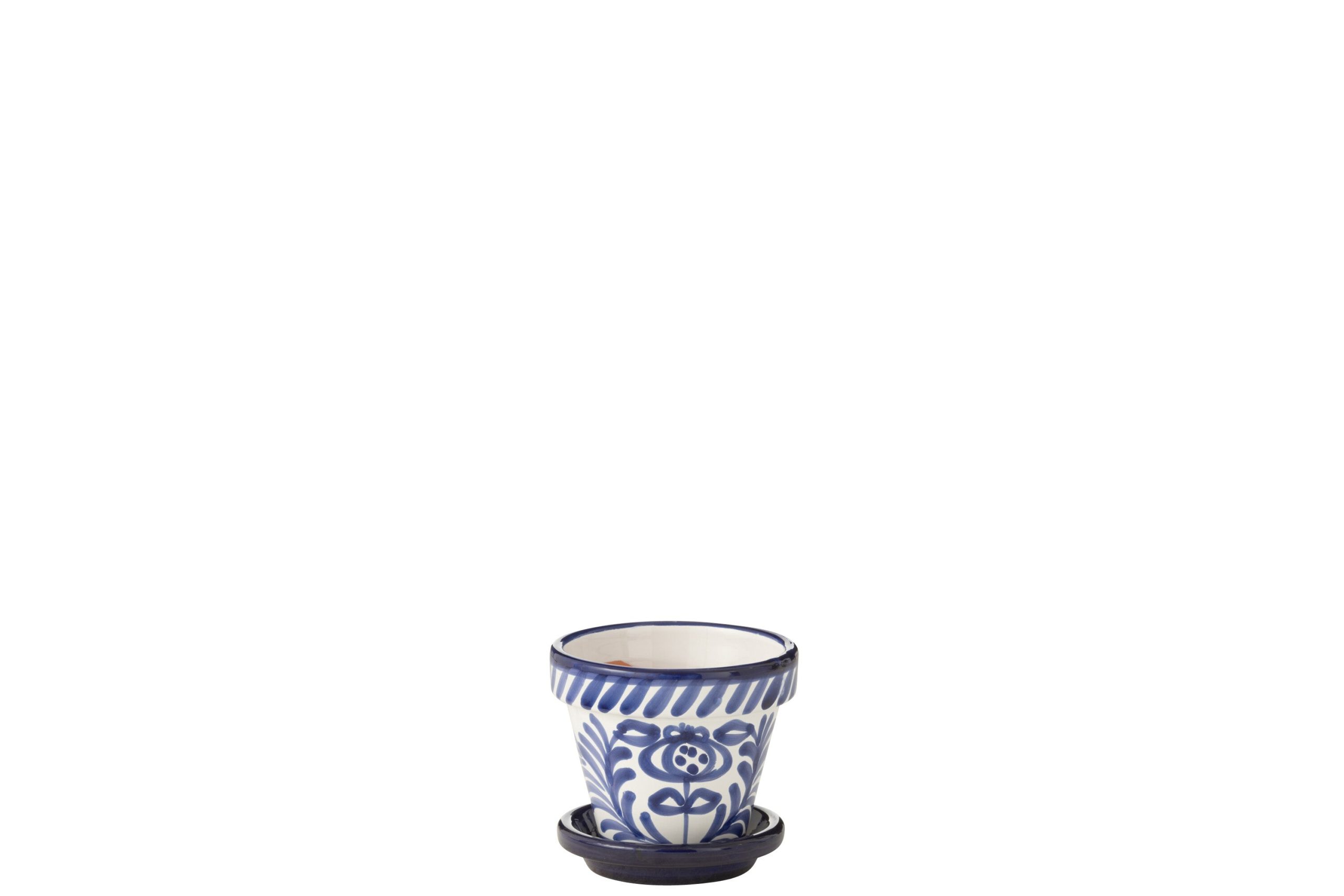 J-Line bloempot Granada Handmade + Painted - keramiek - blauw - extra