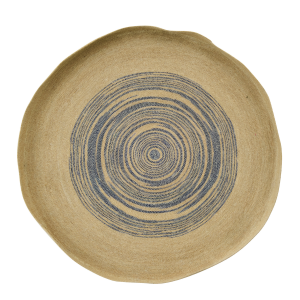 J-Line wanddecoratie Dienblad Rond Gestreept – zeegras – naturel/blauw
