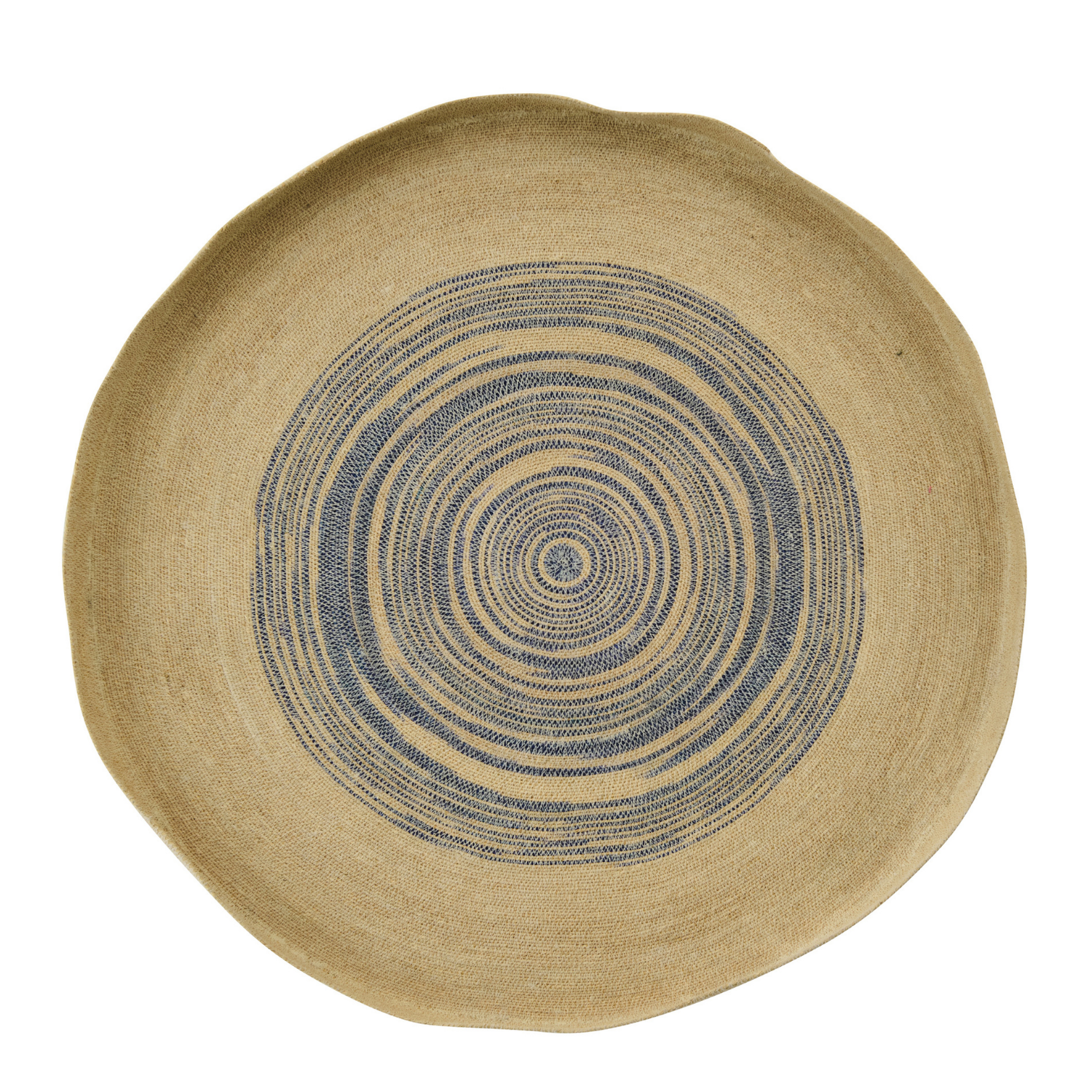 J-Line wanddecoratie Dienblad Rond Gestreept - zeegras - naturel/blauw