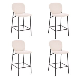 HOME DELUXE CELDA Bouclé Fluweel – Set van 4 Wit | Barstoelen HOME DELUXE CELDA Bouclé Fluweel – Set van 4 Wit | Barstoelen