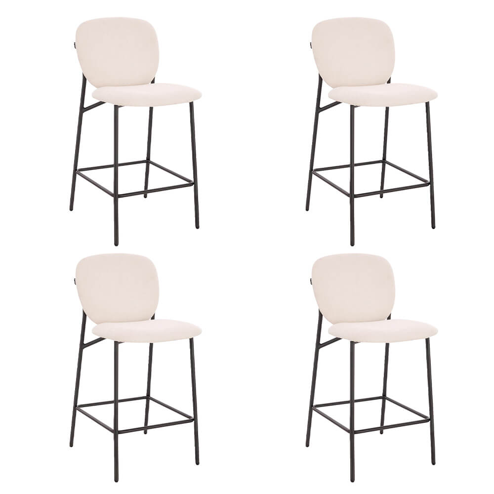 HOME DELUXE CELDA Bouclé Fluweel - Set van 4 Wit | Barstoelen