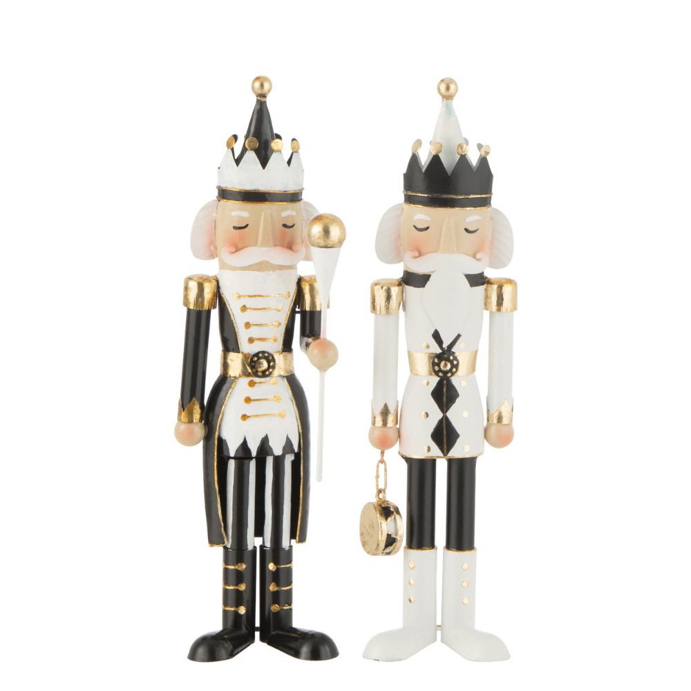 J-Line figuur Notenkraker - ijzer - zwart/wit - small - 2 stuks
