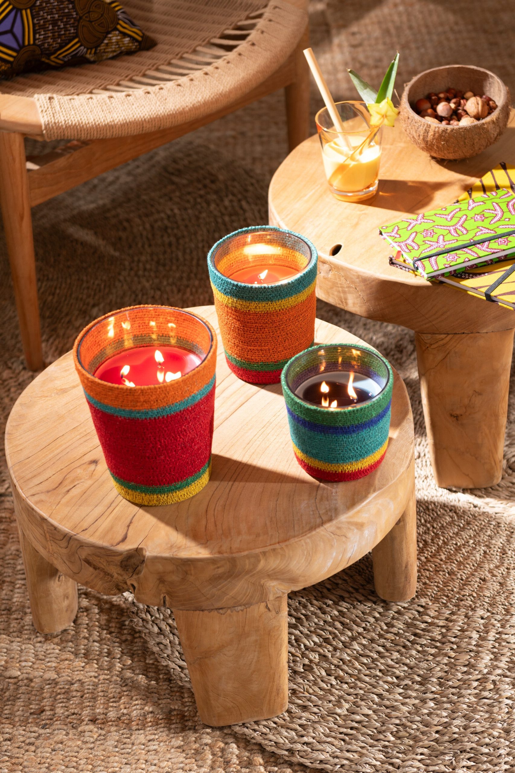 J-Line geurkaars Mand - Woody Aurora - mix - large - 2 stuks - 75U