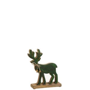 J-Line decoratie Rendier – hout – groen – small J-Line decoratie Rendier – hout – groen – small
