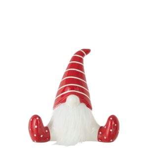J-Line figuur Kerstman Zittend – keramiek – rood/wit – medium J-Line figuur Kerstman Zittend – keramiek – rood/wit – medium