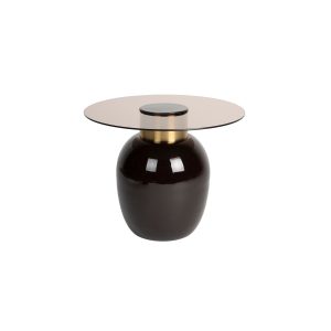 Housecraft Living Mohra Bijzettafel 50×50 cm Glas/ Metaal Beige/ Zwart