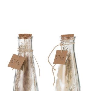 J-Line decoratie Fles – gedroogde bloemen – glas – naturel – medium – J-Line decoratie Fles – gedroogde bloemen – glas – naturel – medium –