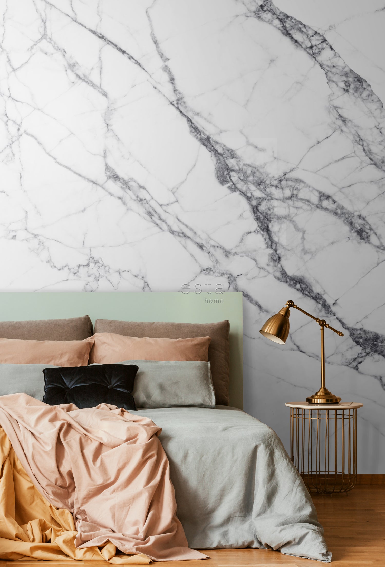 ESTAhome fotobehang marmer zwart wit - 300 x 300 cm - 158942