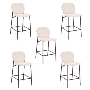 HOME DELUXE CELDA Bouclé Fluweel – Set van 5 Wit | Barstoelen HOME DELUXE CELDA Bouclé Fluweel – Set van 5 Wit | Barstoelen