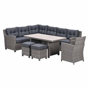 Garden Impressionslounge dining set Jaru 6-delig links – light teak vi