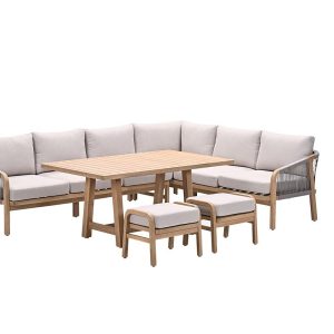 Santos lounge-diningset – 5-dlg.-rechts-acaciahout met white wash-sand Santos lounge-diningset – 5-dlg.-rechts-acaciahout met white wash-sand