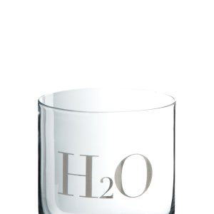 J-Line glas h2o – glas – transparent/zilver – 6 stuks J-Line glas h2o – glas – transparent/zilver – 6 stuks