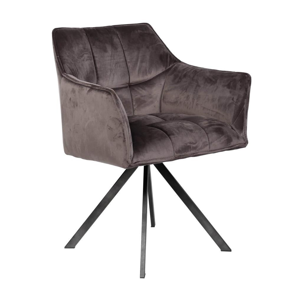 Giga Meubel Eetkamerstoel Raster - Antraciet Velvet - Draaibaar - Set