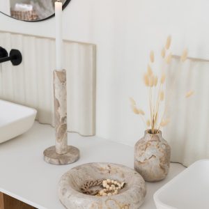 J-Line vaas Fles Marmer – steen – beige – large – Ø 11 cm
