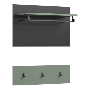 Furnilux Wandgarderobe Canu 73x80x27 cm in basalt grijs en Smoke Green Furnilux Wandgarderobe Canu 73x80x27 cm in basalt grijs en Smoke Green