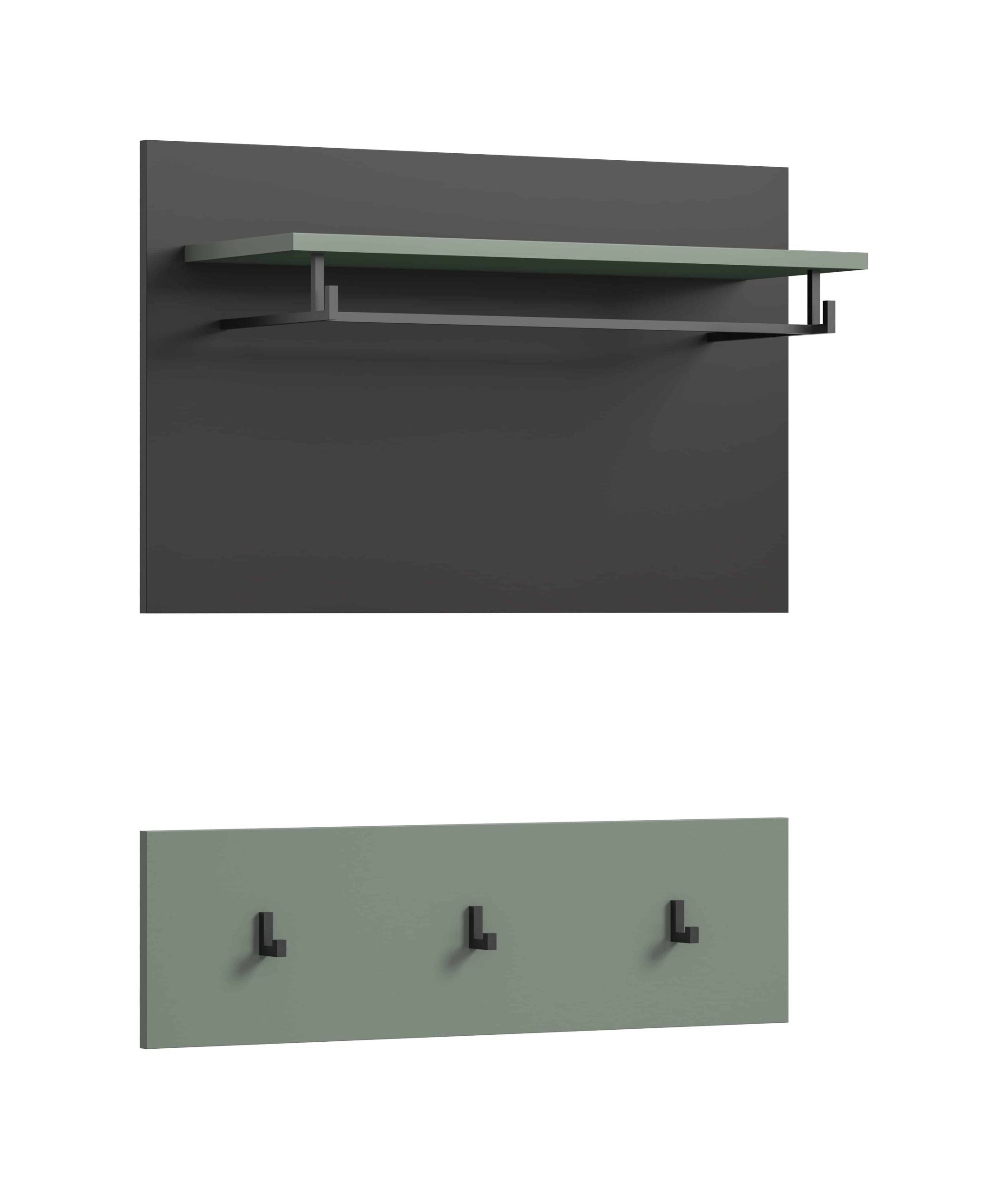 Furnilux Wandgarderobe Canu 73x80x27 cm in basalt grijs en Smoke Green