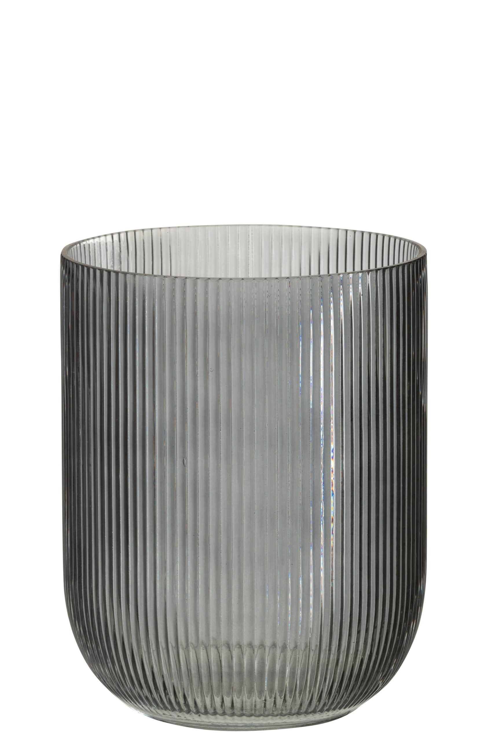 J-Line vaas Gestreept - glas - zwart - medium