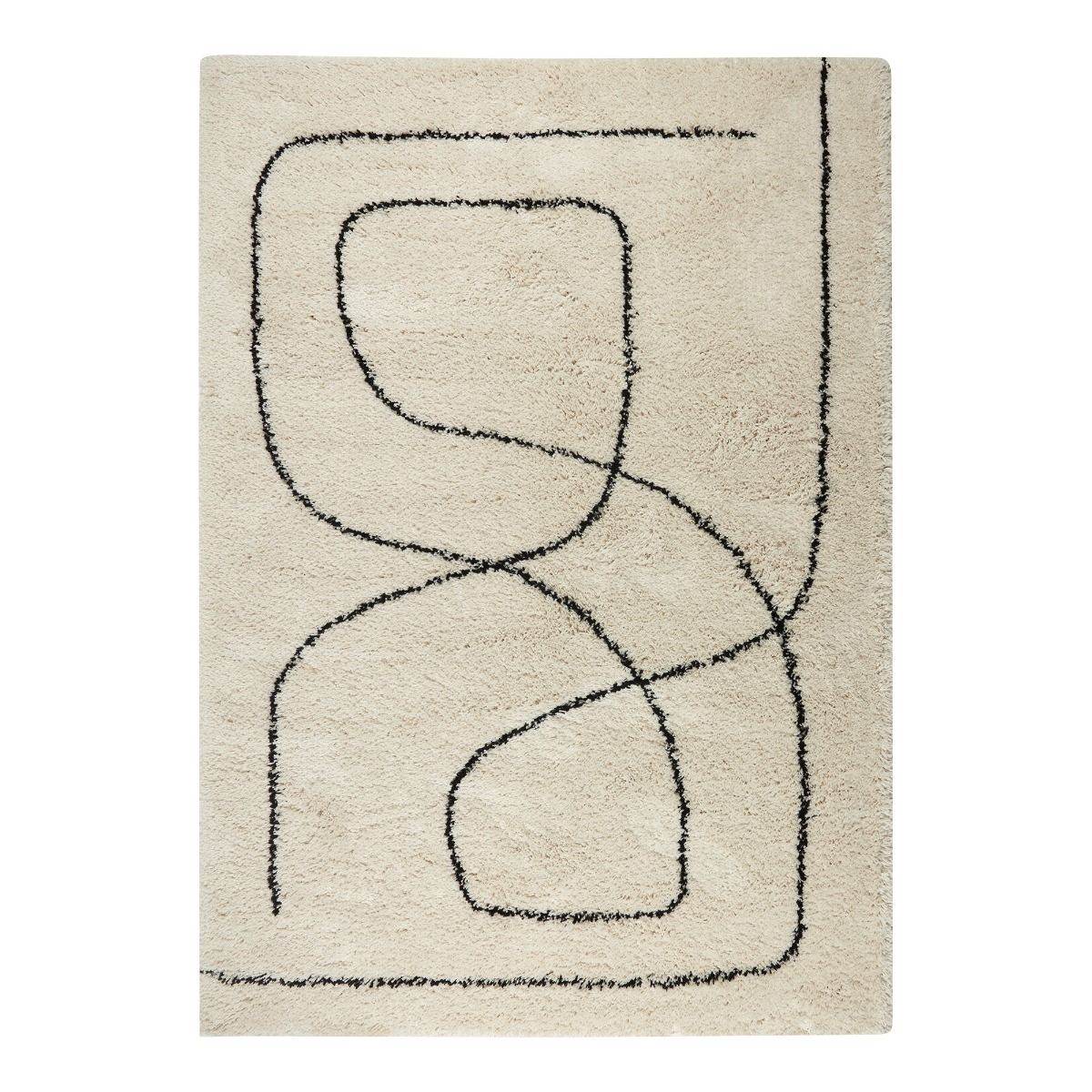 Interieur05 Hoogpolig Vloerkeed Lines wit