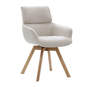 Giga Meubel Eetkamerstoel Else – Draaibaar – Stof/Eikenhout – Beige – Giga Meubel Eetkamerstoel Else – Draaibaar – Stof/Eikenhout – Beige –