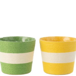 J-Line bloempot Touwtjes Streep – papier – geel/groen – large – 2 st. J-Line bloempot Touwtjes Streep – papier – geel/groen – large – 2 st.