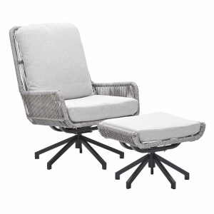 Garden Impressions loungestoel Bosh zand draaibaar incl. voetenbank