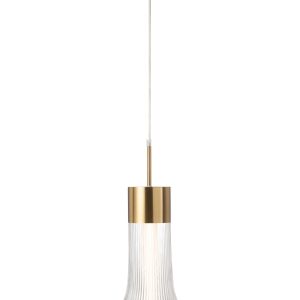 J-Line hanglamp – metaal – transparant/goud – LED lichtjes
