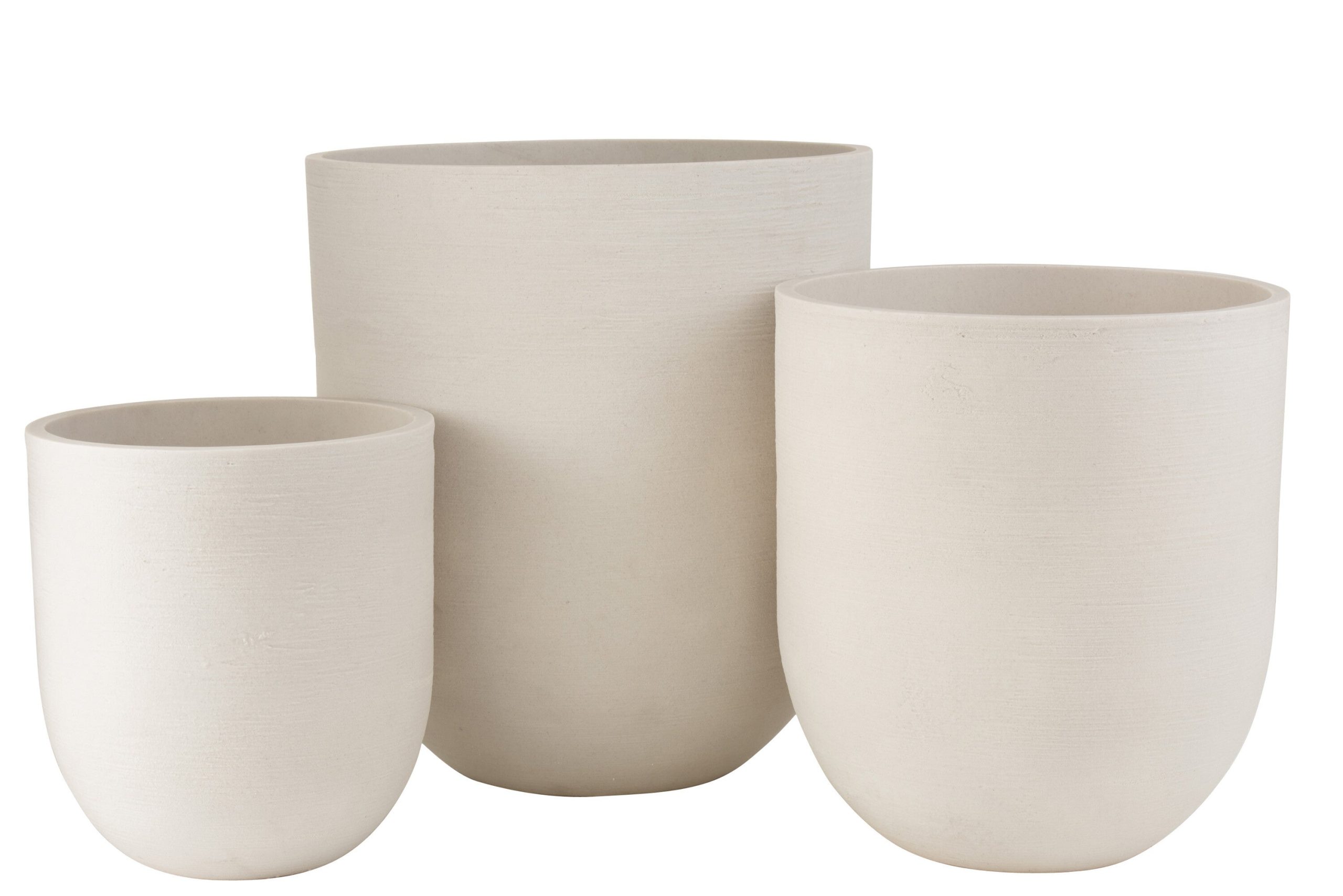 J-Line bloempot Rond Hoog - keramiek - wit - 3 stuks - Ø 58.5 cm