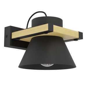 EGLO wandlamp Maccles – e27 – 18 cm – zwart/bruin – hout EGLO wandlamp Maccles – e27 – 18 cm – zwart/bruin – hout