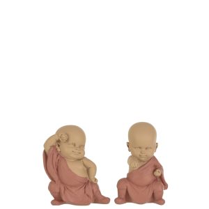 J-Line figuur Monnik – polyresin – terracotta – 2 stuks