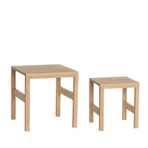 Hübsch bijzettafel Puzzle – mdf/okoumé fineer – 32x32xh37, 40x40xh42cm