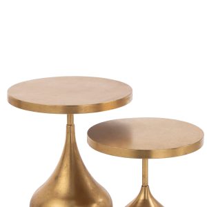 J-Line bijzettafel Druppel – metaal – goud – 2 stuks J-Line bijzettafel Druppel – metaal – goud – 2 stuks