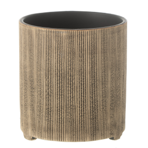 J-Line bloempot Maria Rond – keramiek – bruin – Ø 14.5 cm