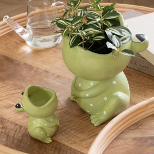 J-Line bloempot Kikker Open Mond Dolomiet – keramiek – groen – small – J-Line bloempot Kikker Open Mond Dolomiet – keramiek – groen – small –