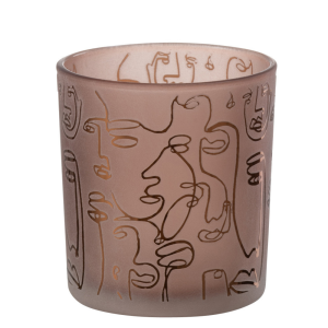 J-Line theelichthouder Happy Faces – glas – rood – small – 2 stuks
