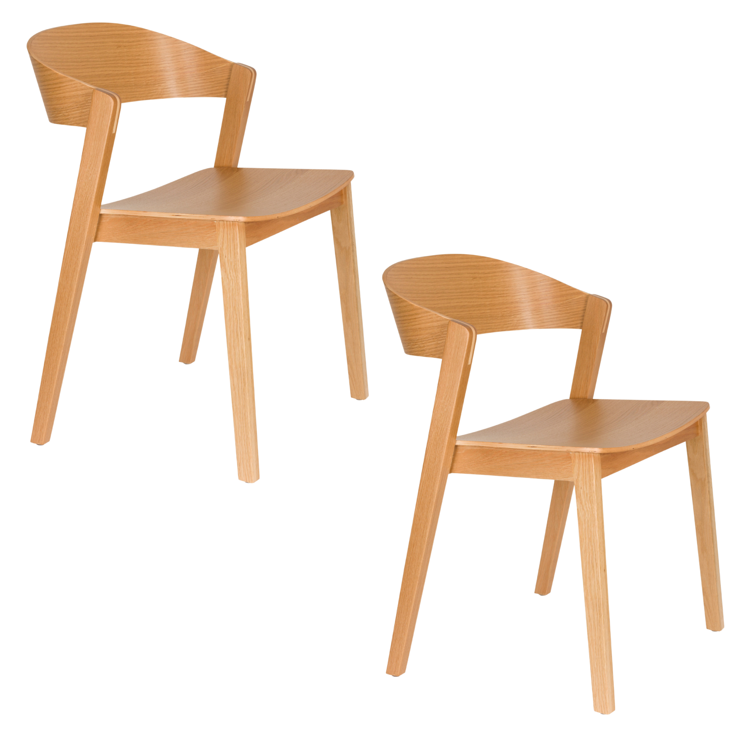 Housecraft Living Wooz eetkamerstoel Eikenhout Naturel - Set van 2