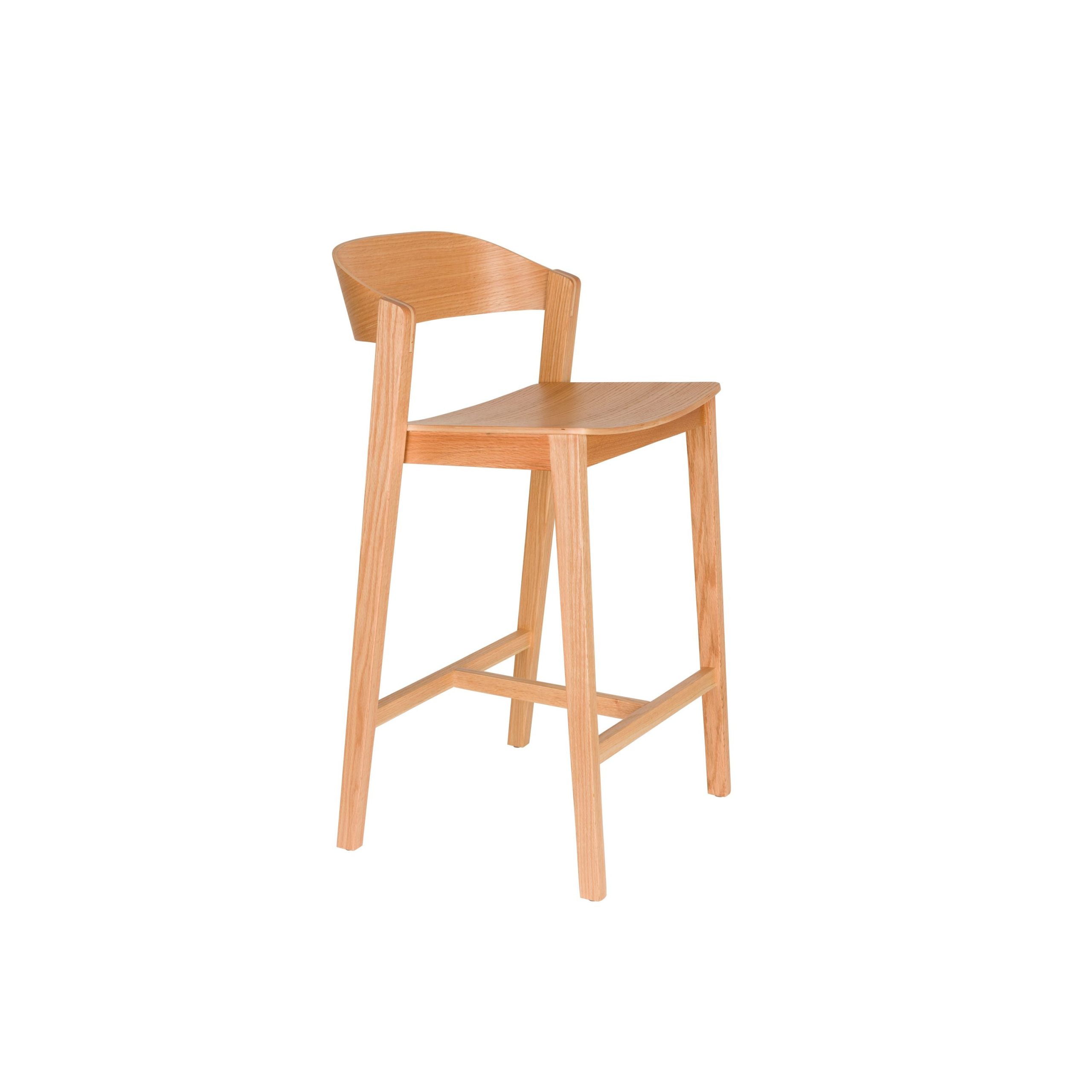 Housecraft Living Wooz Barkruk rugleuning 65 cm Eikenhout Naturel