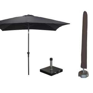 Garden Impressions Lotus parasolset 250×250 zwart met voet en hoes Garden Impressions Lotus parasolset 250×250 zwart met voet en hoes