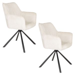 Housecraft Living Kodak Eetkamerstoelen Armleuning Beige – Set van 2