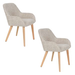 Housecraft Living Loua Eetkamerstoelen Beige/ Bruin – Set van 2