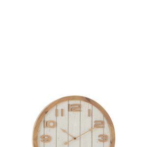 J-Line klok – hout – wit/naturel – small – Ø 40 cm J-Line klok – hout – wit/naturel – small – Ø 40 cm