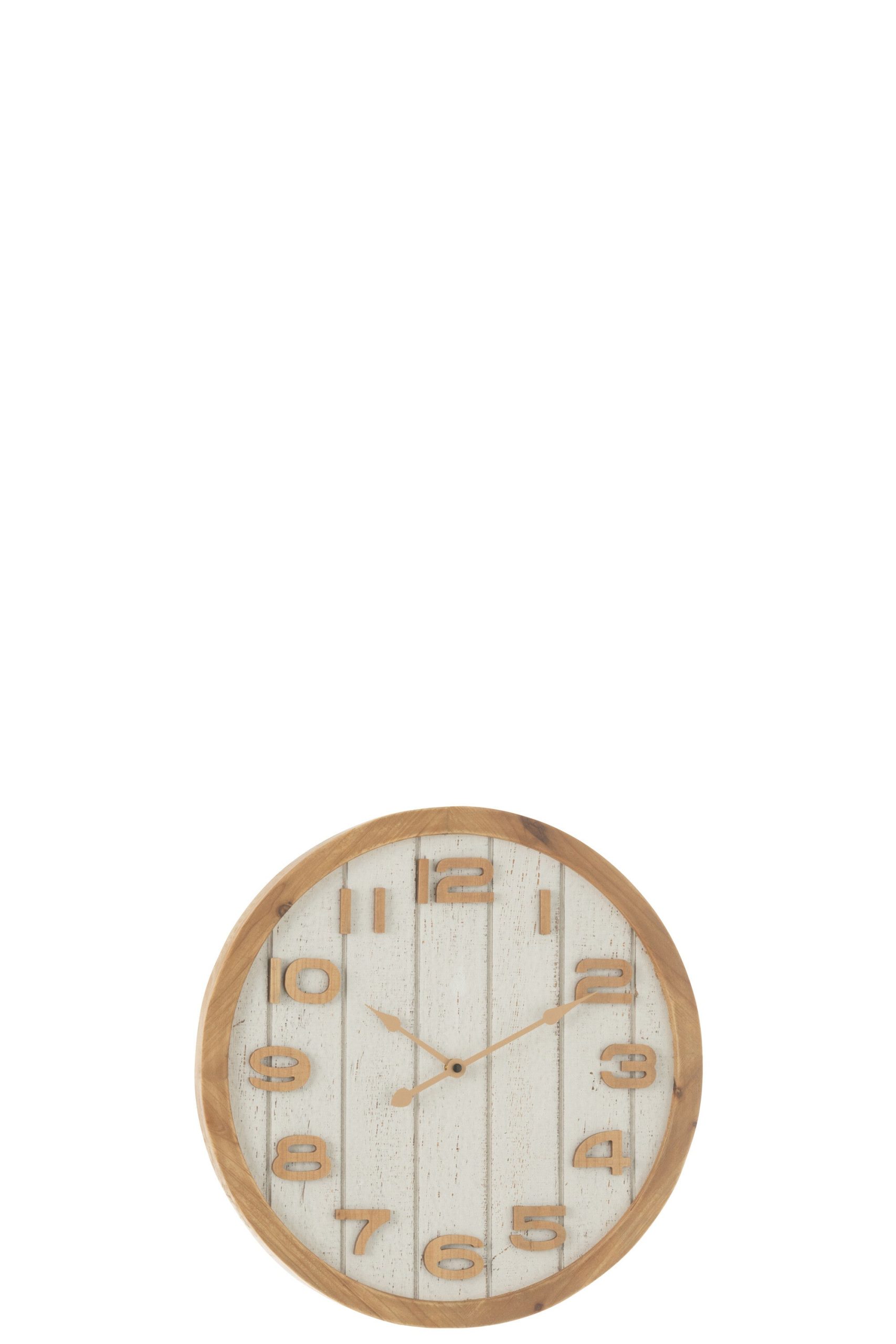 J-Line klok - hout - wit/naturel - small - Ø 40 cm