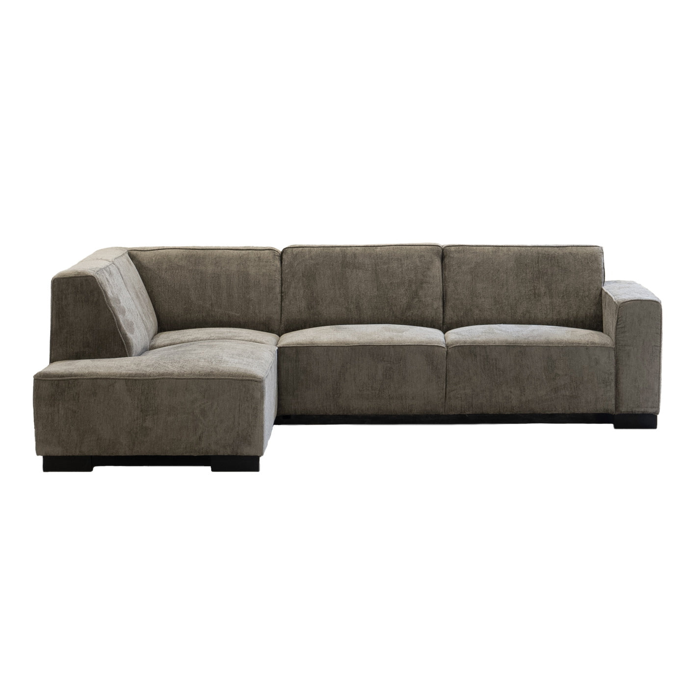 Giga Meubel Hoekbank Napoli 3,5-zits Links - Stof/Hout - Taupe
