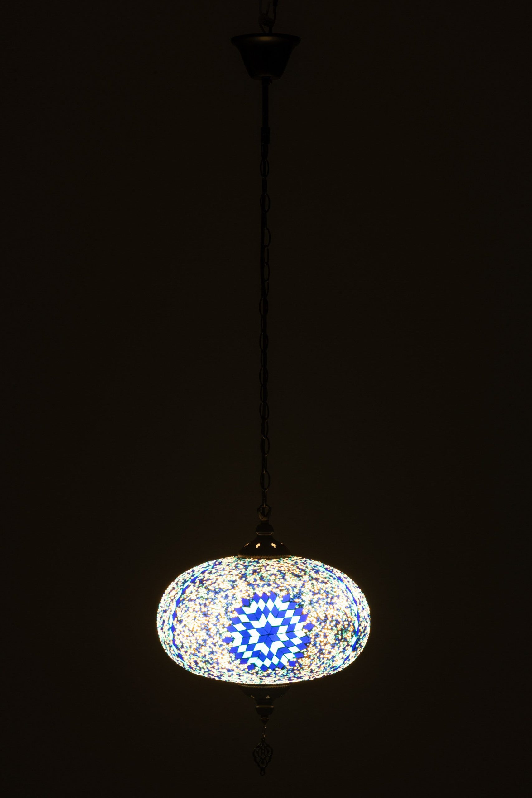 J-Line hanglamp Mozaiek - glas/metaal - blauw - large