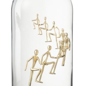 J-Line Decoratieve stolp Klimmende Mensen – glas – goud/zwart